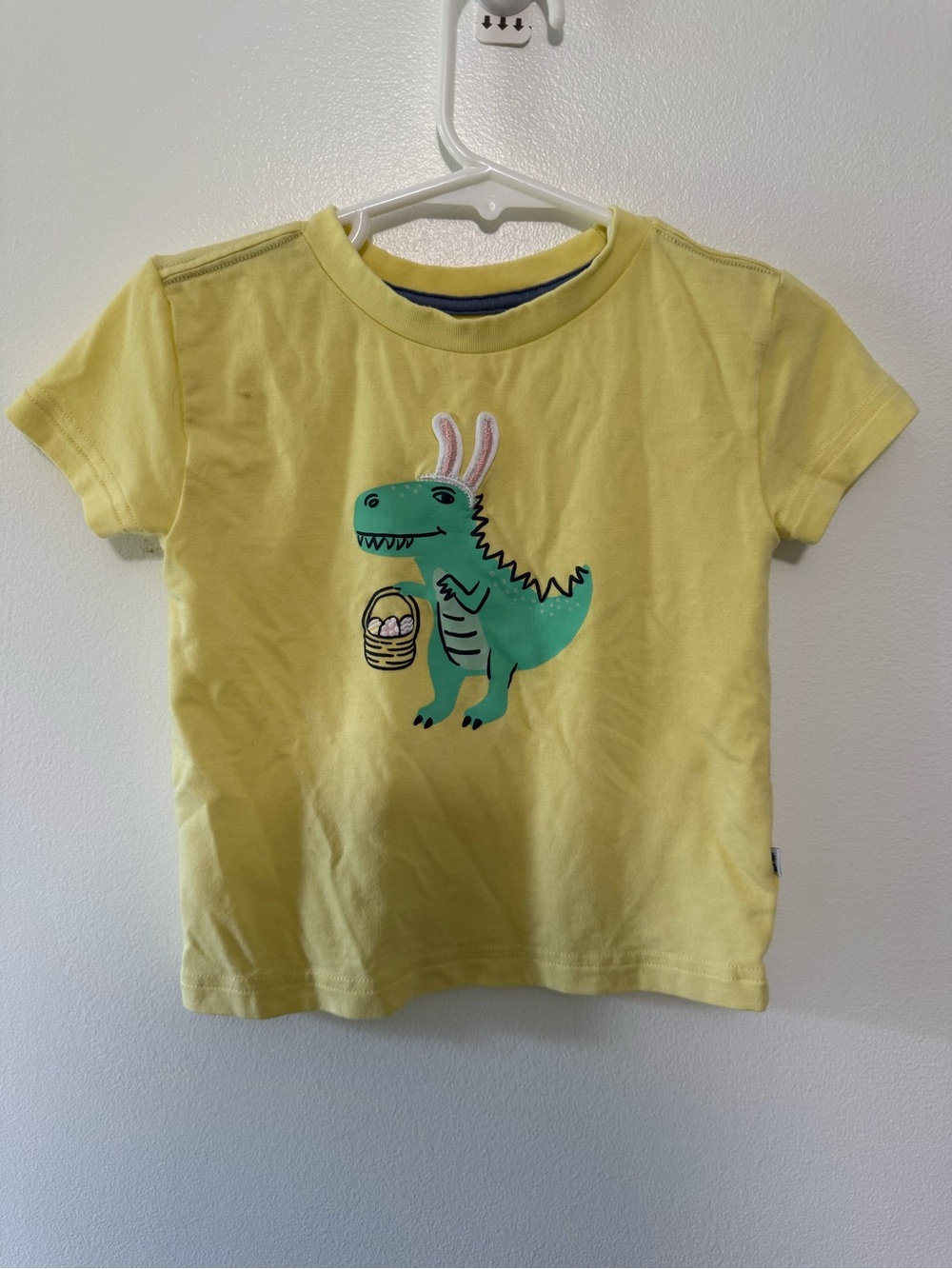 Little Sleepies Yellow Tee with Green Easter Dino Graphic